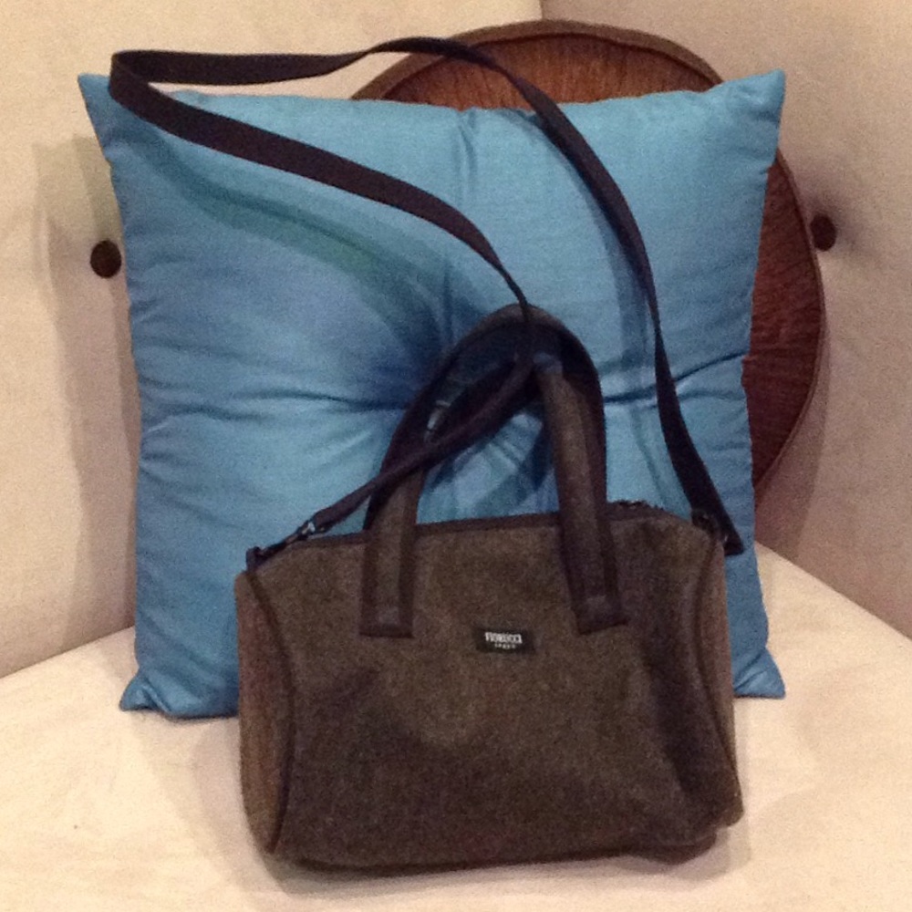 Fiorucci brown cloth handbag with handles & strap.